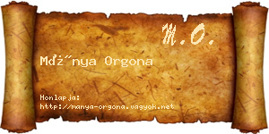 Mánya Orgona névjegykártya